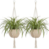 EBOOT 48 Inch Macrame Plant Hanger in Ivory White, front view