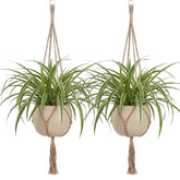 EBOOT Macrame Plant Hanger 33 Inch, linen colour front view