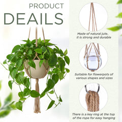 EBOOT Macrame Plant Hanger with plant pot in the middle