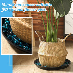 Eccliy 6 Pack Plant Saucers displayed with colorful pebbles
