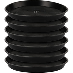Eccliy 6 Pack Plastic Plant Saucer 16 Inch Black front view