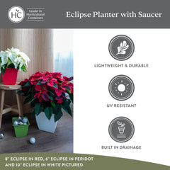 Eclipse Square Planter Pot 10 Inch Warm Gray in garden setting