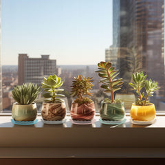 ECOESPTI Clear Plant Saucer Set showing multiple trays