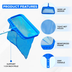 EcoNour Pool Skimmer Net in use at a swimming pool