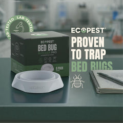 ECOPEST Bed Bug Interceptor trap in use under a bed post