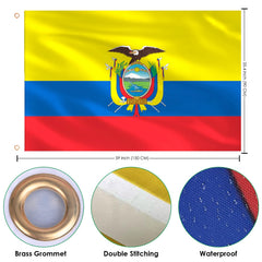 Ecuadorian flag displayed on a flagpole outdoors