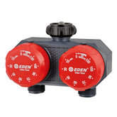 Eden 2-Zone Mechanical Watering Timer in Red and Grey front view