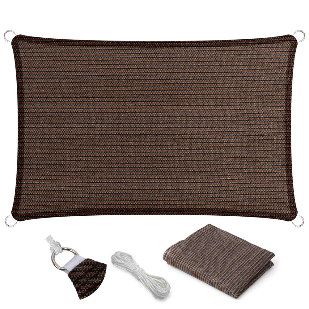 Eden's Decor Shade Sail 5' x 7' brown model front view