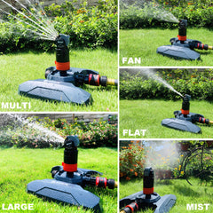 Eden sprinkler showing five adjustable spray patterns