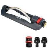 Eden Turbo Oscillating Sprinkler front view with brass nozzles