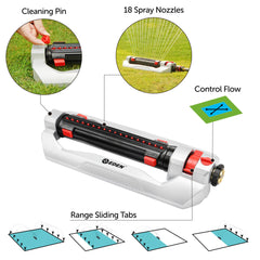 Eden Turbo Oscillating Sprinkler with water flow control knob visible