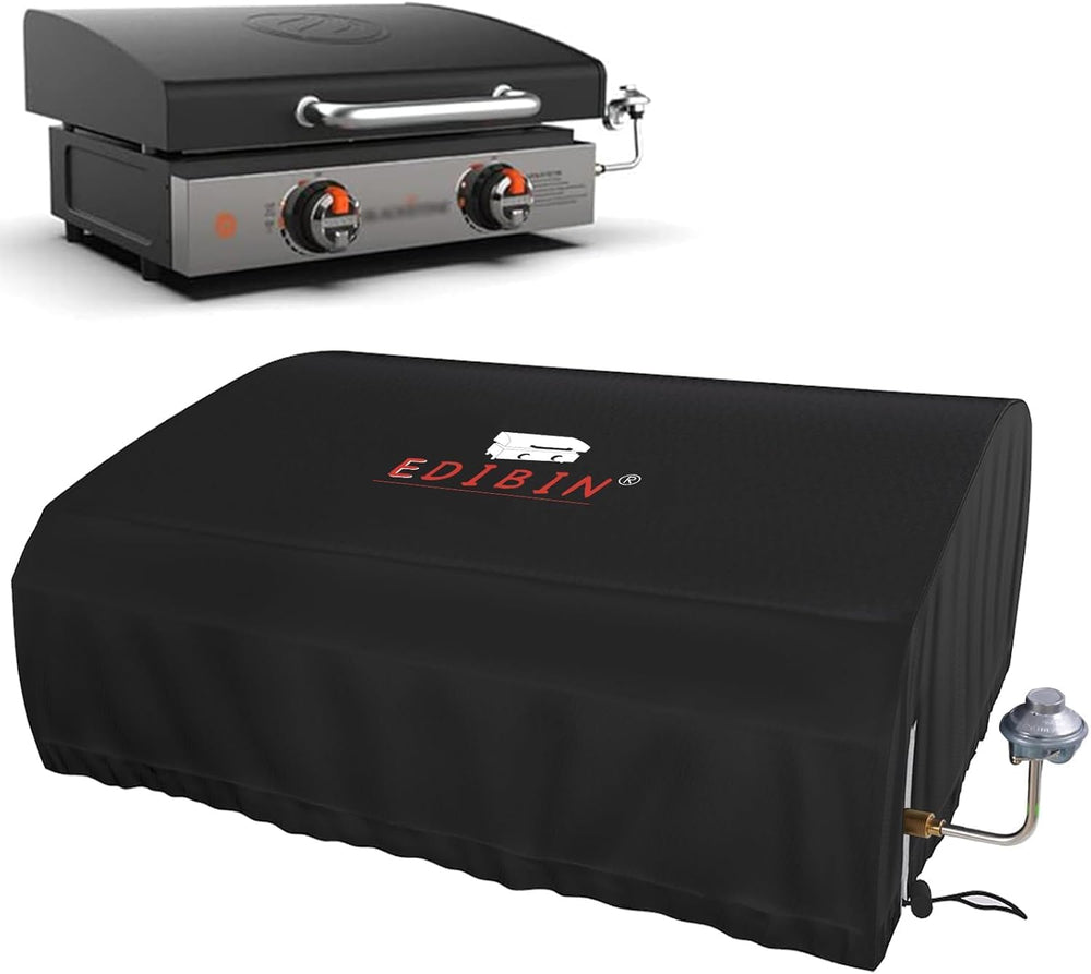 EDIBIN 22 Inch Griddle Cover front view, black fabric