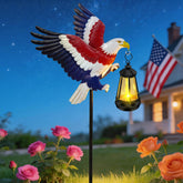 EDOF 29.9in Metal Eagle Garden Stake with solar lantern