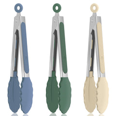 EEKEDO Mini Serving Tongs 7 inch set in misty blue, dark green, and cream