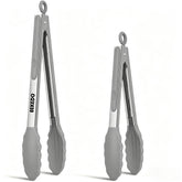 EEKEDO Stainless Steel Tongs 9 inch and 12 inch set in light grey