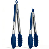 EEKEDO Tongs for Cooking, stainless steel 9 inch and 12 inch in blue