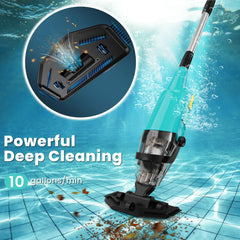 EFURDEN cordless pool vacuum with telescopic pole extended