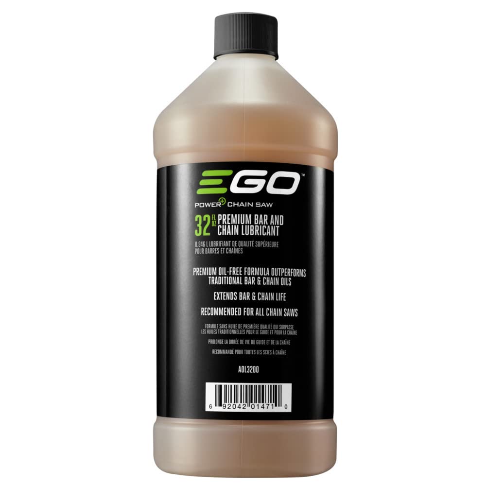 EGO Power+ 32 Fl Oz Premium Chain Saw Bar and Chain Oil, Brown bottle front view