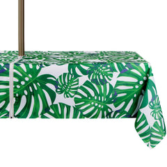EHouseHome 60x84 inch rectangle tablecloth with umbrella hole, leaves pattern