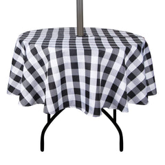 EHouseHome 70 inch round tablecloth with umbrella hole, black and white