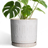 Eightpot Ceramic Planter Pot 10 Inch front view with saucer