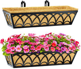 EINYEXW 24 Inch Railing Planter Box front view with coco liners