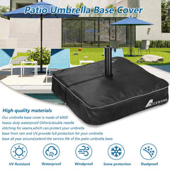 Elastic ropes at the bottom of Alickwang Patio Umbrella Base Cover for secure fastening