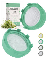Elementi Sprouting Lids for Wide Mouth Mason Jars, Mint Green front view