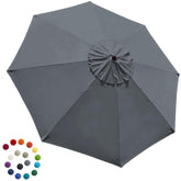 EliteShade 9FT grey patio umbrella replacement canopy cover front view