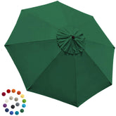 EliteShade 9FT patio umbrella replacement canopy cover in forest green, front view