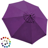 EliteShade 9FT umbrella canopy cover in purple, front view