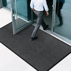 EMQIMA 3' x 5' charcoal gray doormat front view