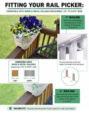 Emsco Group Bloomers Railing Planter side view showing drainage holes
