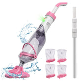 Enhulk Handheld Pool Vacuum with pink body and telescopic pole attached