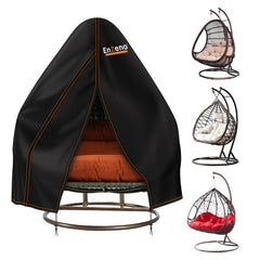 Enzeno Double Patio Egg Chair Cover in black, front view