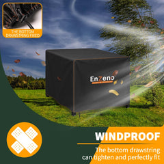 Enzeno Fire Pit Cover with drawstring for windproof performance