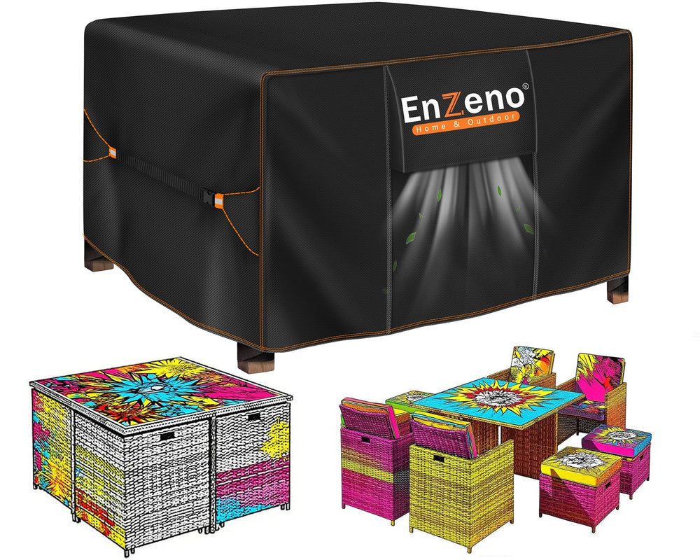 Enzeno patio furniture cover black front view 60x60
