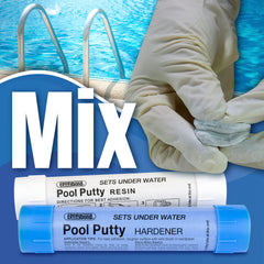 Epoxybond Pool Putty applied to a pool crack