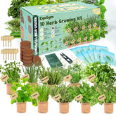 EquSym 10 Herb Indoor Garden Kit with pots and soil blocks