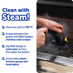 Ergonomic grill cleaner with leverage knob and trigger