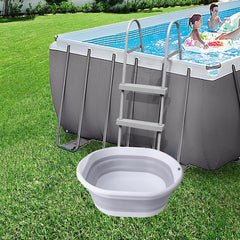 ESEHGS collapsible foot bath side view showing folded design
