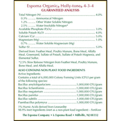 Espoma Organic Holly-Tone 4-3-4 Fertilizer side view showing packaging