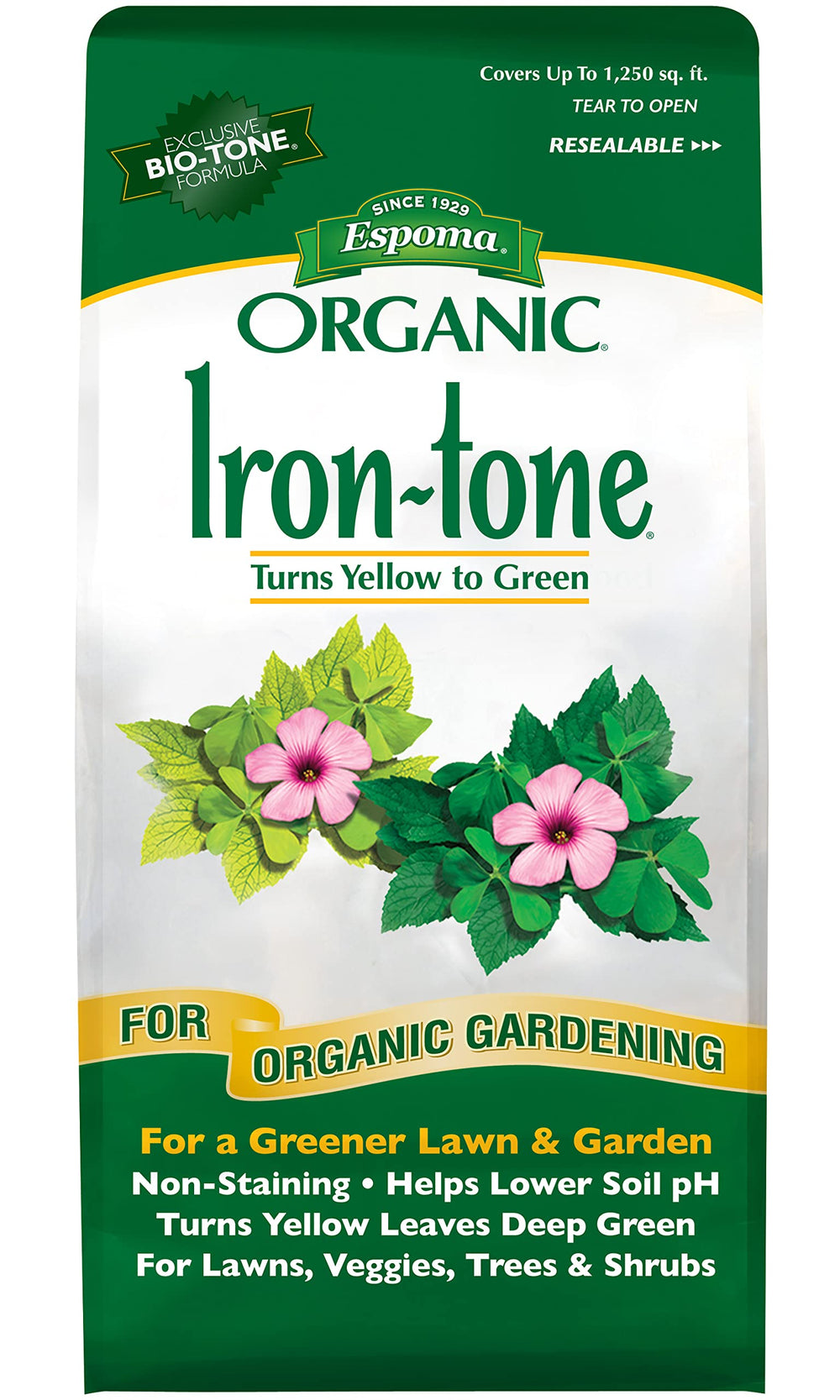 Espoma Organic Iron-Tone Fertilizer 5 lb bag front view