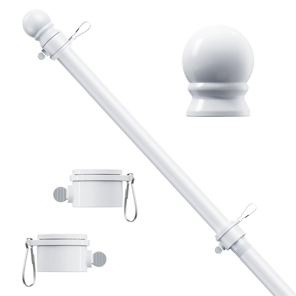 ESTTOP 5 FT flag pole front view, white stainless steel