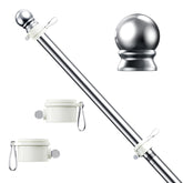 ESTTOP 5FT flag pole in silver with rotating flag rings