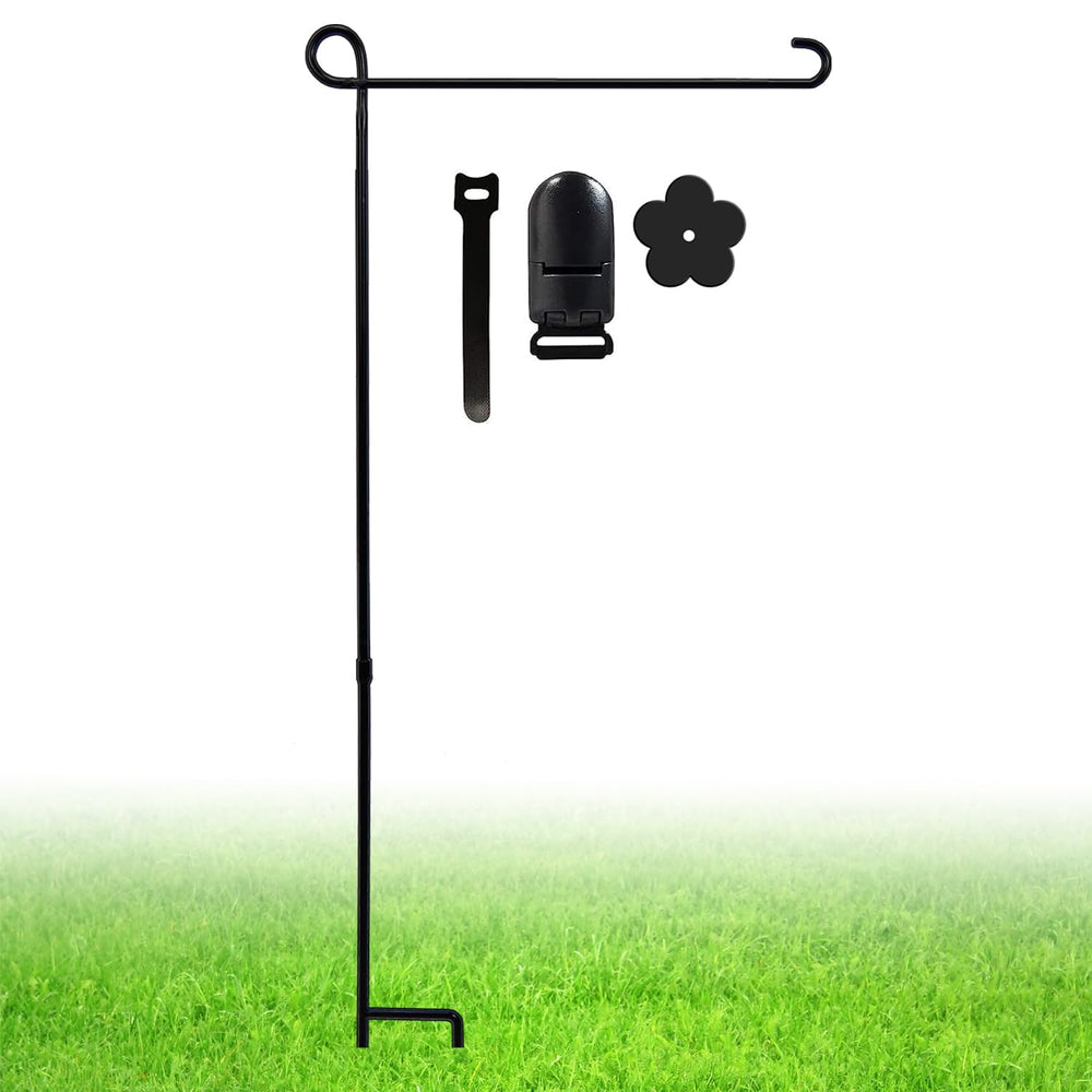 ESTTOP Garden Flag Stand front view with metal construction