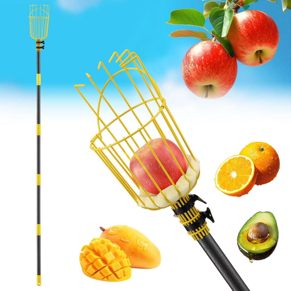 EUIJOIP Fruit Picker Pole Tool 75 inch yellow model front view