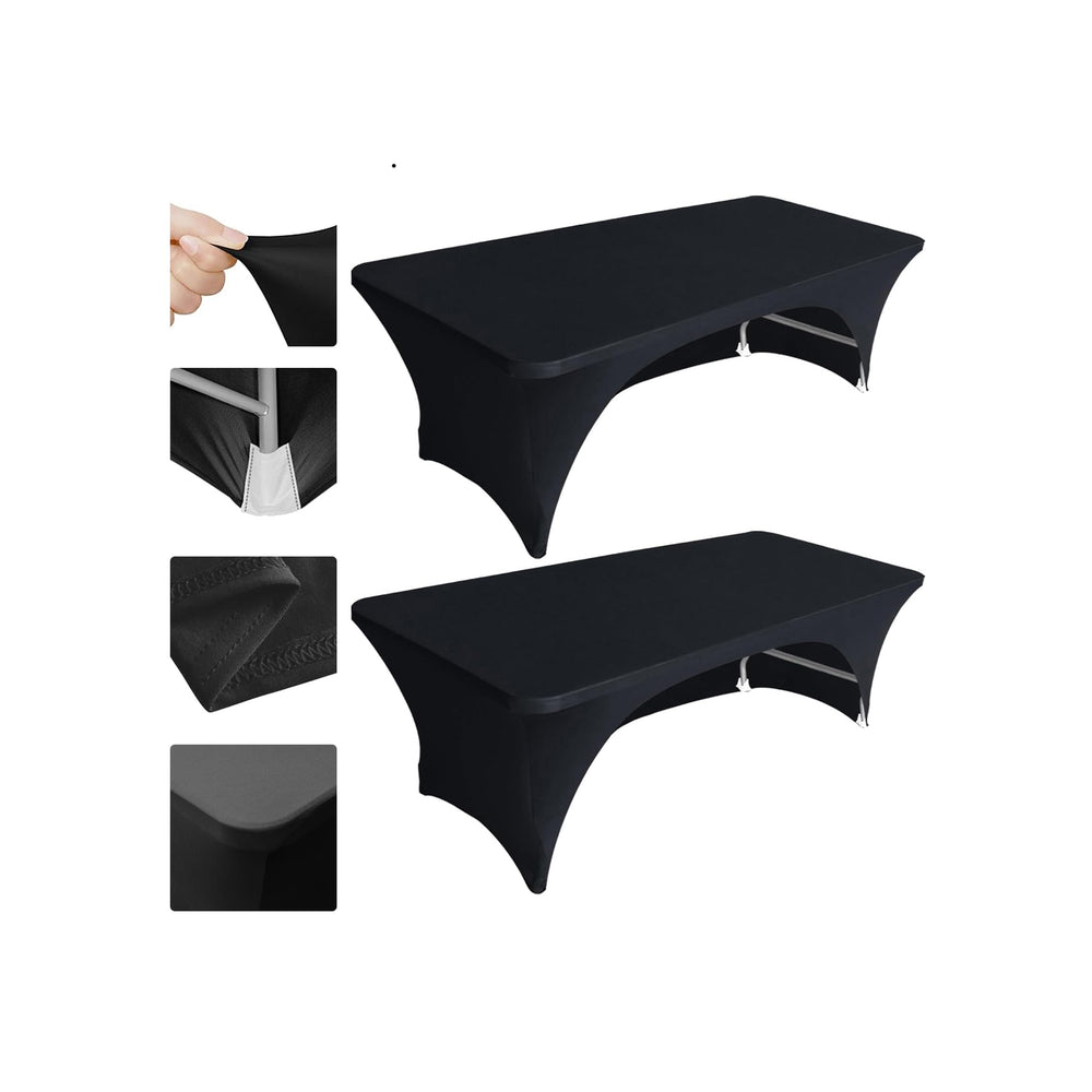 Eurmax 4 FT Fitted Spandex Table Cover black front view