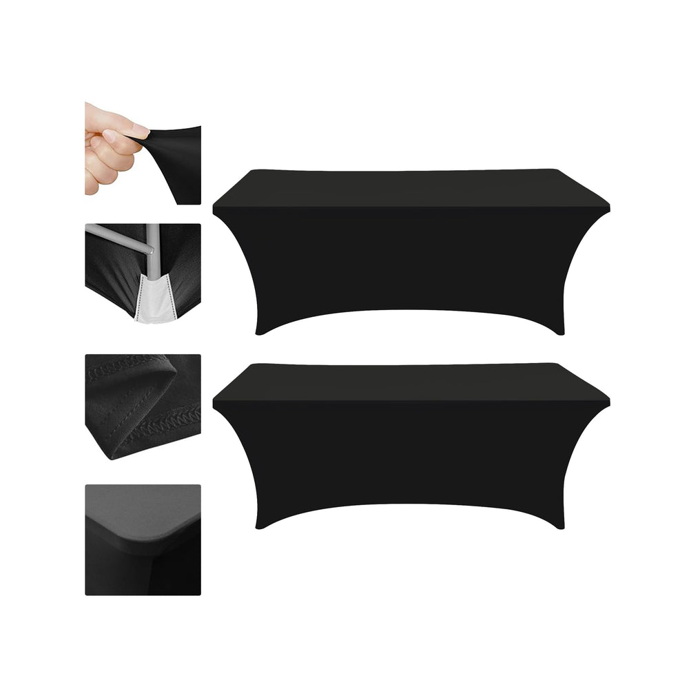 Eurmax Rectangular Fitted Spandex Table Covers 6ft Black front view