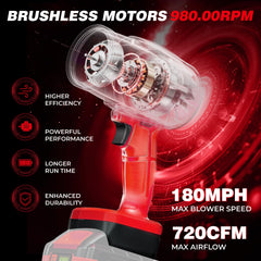 EVOIRON leaf blower side view with user manual